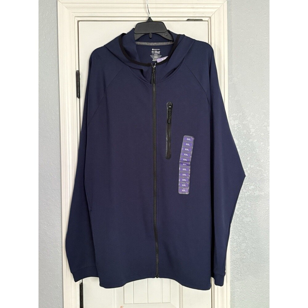 Members Mark Luxe Full Zip Hoodie Mens XXL Tech Jacket Stretch Blue Comfort NWT
